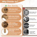 Mirightone 30" Wood Vanity with Sink, Bathroom Vanities 30 Inch with Sink, Single Sink Bathroom Vanity, 30 in Restroom Sink Vanity with 1 Soft Close Doors, 2 Soft Close Drawers, Adjustable Shelf Mirightone