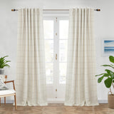 DriftAway 2 Panels 100% Blackout Windowpane Plaid Linen Curtains Double Layer Drapes for Bedroom 84 Inches Long Farmhouse Thermal Insulated 3.25 Inch Rod Pocket Back Tab for Living Room Taupe DriftAway