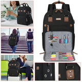 Crochet Bag Backpack,Knitting Bag Backpack and Totes Organizer with USB Charging Port, Large Yarn Storage Tote Bag Yarn Holder Case for Knitting Needles, Crochet Hooks,fits 15.6 inch Laptop,Black SINVICKO