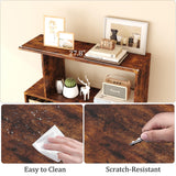 Yusong Bookshelf 5-Tier, Geometric Bookcase S Shaped Book Shelves for Bedroom, Modern Industrial Wood Decorative Display Shelf Book Case for Home Office, Rustic Brown Yusong