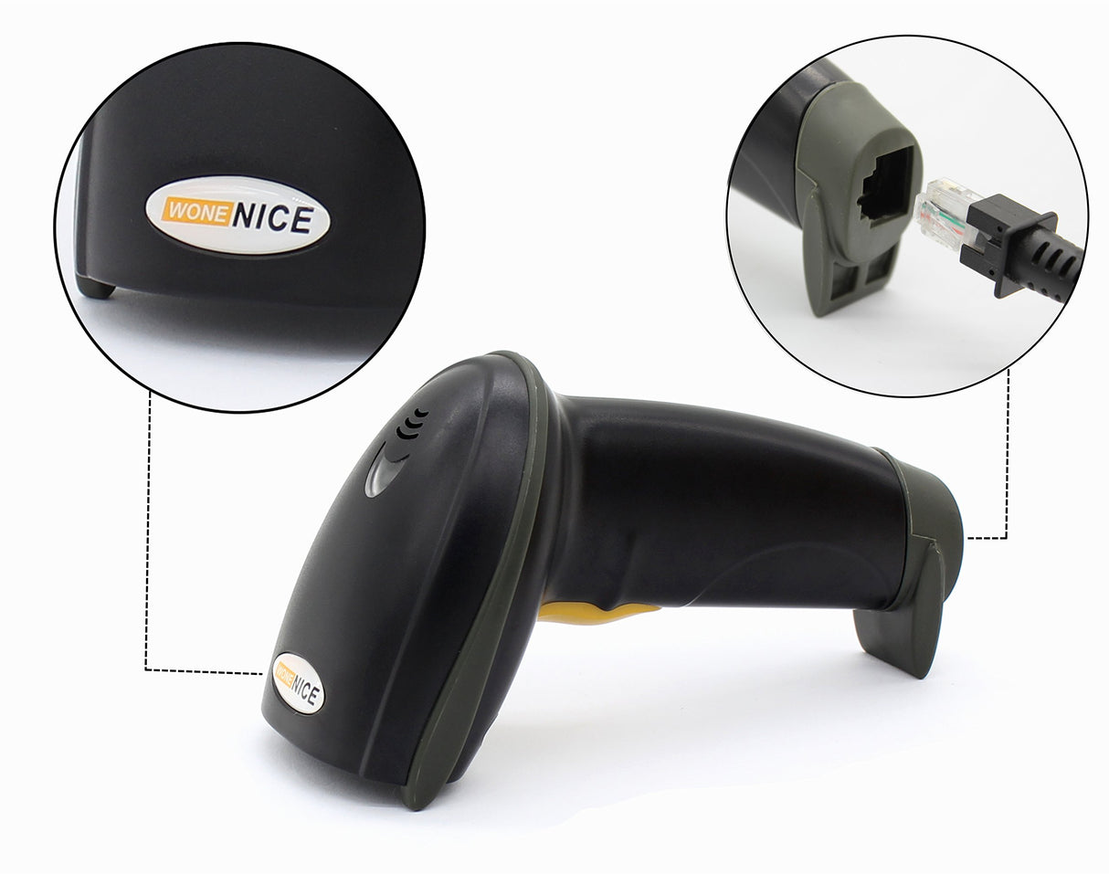 WoneNice USB Laser Barcode Scanner Wired Handheld Bar Code Scanner Reader Black WoneNice