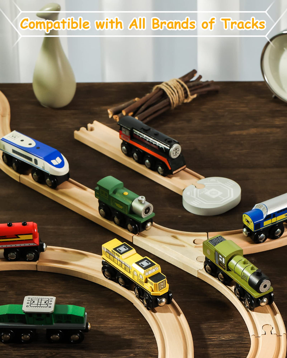 SainSmart Jr. Wooden Train Set Accessories, Magnetic Toy Car Set (10 PCS), Compatible with All Major Brands, Gift for Toddlers, Boys, and Girls Aged 3+ SainSmart Jr.