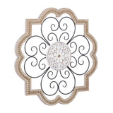 Deco 79 Wooden Scroll Home Wall Decor Carved Beading Wall Sculpture with Metal Accents, Wall Art 27" x 1" x 27", Brown Deco 79