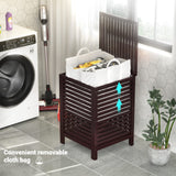 Homykic Bamboo Laundry Hamper, 2-Section 120L Laundry Hamper with Lid and Removable Liner Bag, Large Raised Laundry Basket Sorter for Clothes, Bathroom, Bedroom, Easy to Assemble, Espresso Homykic