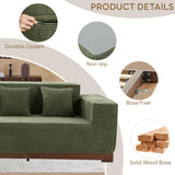 LIKIMIO 110” L-Shaped Sofa with LED Lights, Cloud Boneless Couch with Oversized Chaise, Deep Seat, Built-in Holder & Storage Pocket, Upholstered Couches for Living Room and Apartment, Green LIKIMIO