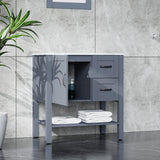 Homecart 30" Bathroom Vanity Cabinet Modern Freestanding Cabinet with Marble Pattern Countertop, Grey, Basin not Included Homecart