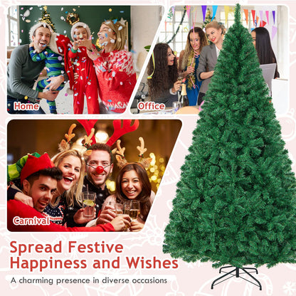 COSTWAY 8Ft Artificial PVC Christmas Tree W/Stand Holiday Season Indoor Outdoor Green