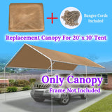 BenefitUSA 10'X20' Carport Canopy Replacement Carport Top Cover for Garage Shelter, w/Ball Bungees, Cover ONLY (Tan) BenefitUSA