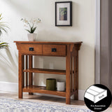 Leick Home 8261 Mission Bookcase Console Table with Drawers, Made with Solid Wood, for Living Room, Entry Way, Office, Bedrooms, Russet Finish Leick Home