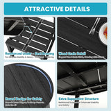 PamapicLife 5 Piece Round Outdoor Dining Set, Relaxing HDPE Outdoor Table and Chairs with 105° Ergonomic Backrest, All-Weather Patio Table and Chairs Set with Umbrella Hole for Porch, Poolside, Black PamapicLife