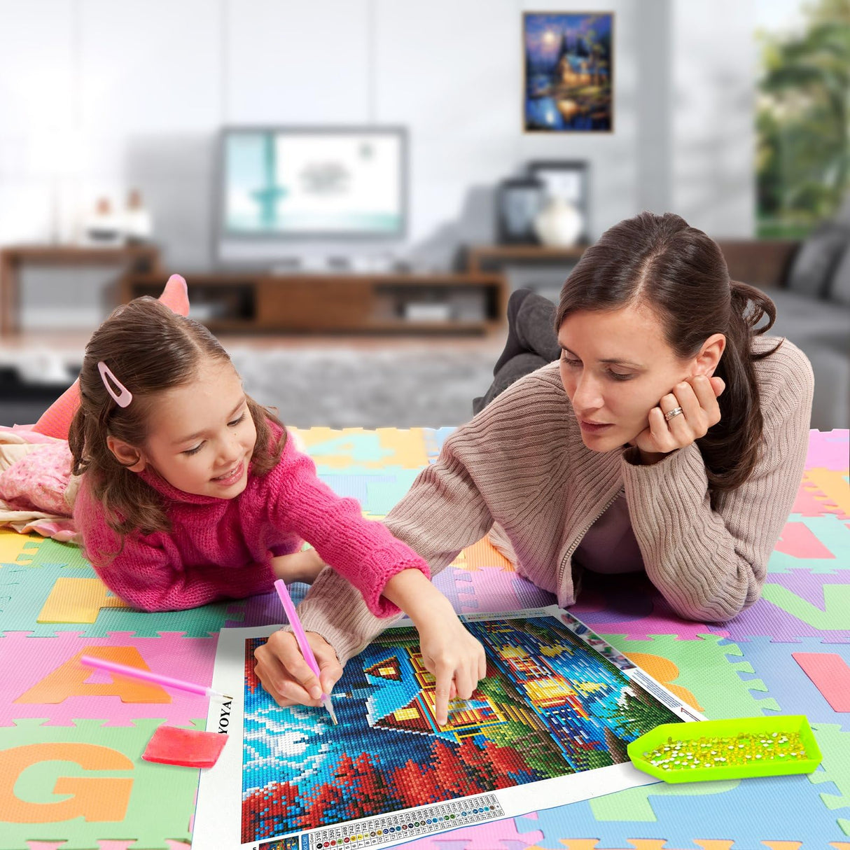 YOYA 2 Pack Log Cabin Diamond Painting Kits for Adults, Lake Cabin 5D Diamond Art Kits for Adults, DIY Scenery House Full Drill Gem Art Painting Kit for Home Wall Decor 12 x 16 Inch YOYA