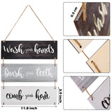 Jetec Bathroom Wall Decor Bath Rules Wall Art Sign Family Hanging Funny Wooden Hanging Sign Rustic Wood Decor for Home Bedroom Outdoor(Simple Pattern,Black, White, Gray) Jetec