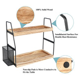 Bathroom Counter Organizer, 2-Tier Standing Storage Shelf with Basket, Wood Tray for Skincare Vanity Organizer Uneviesyka