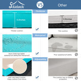 Shintenchi 5 Pieces Outdoor Patio Sectional Sofa Couch, Black PE Wicker Furniture Sets, Patio Conversation Sets with Washable Cushions Glass Coffee Table for Garden, Poolside, Backyard,Blue Shintenchi