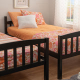 Linon Howell Black Solid Wooden Twin Over Twin Bunk Bed with Ladder Linon