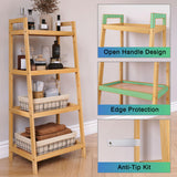 SMIBUY Bamboo Ladder Bookcase, Bathroom Storage Rack Organizer, 4 Tier and 5 Tier Freestanding Plant Display Stand Space Saver Shelves for Bedroom, Kitchen, Balcony (Natural, 4 Tiers (39" H)) SMIBUY