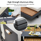 homary 6 Piece Aluminum & Teak Outdoor Sofa Set, Patio Sofa Seat L-Shaped Outdoor Sectional Sofa Set with Adjustable Backrests, Waterproof, Fade Resistant Cushions Ideal for Patios & Balconies,Beige homary