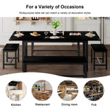Feonase 5-Piece Dining Table Set for 4-8 People, 63" Large Extendable Kitchen Table Set with 2 Benches and 2 Square Stools, Dining Room Table with MDF Wood Board, Easy Assembly, Black Feonase