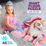 Dan&Darci Jumbo Shimmery 45-Piece Unicorn Floor Puzzle for Kids Ages 3-6 Years Old- Large Toddler Puzzles Age 3, 4, 5, 6 Year Olds - Easter Toys for Girls - Little Girl Birthday Gift Dan&Darci
