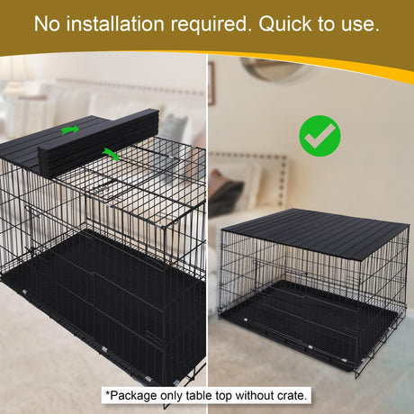 Petmystify Dog Crate Topper with Magnets for 42 Inch Crate - Aluminum Foldable Dog Kennel Topper Decorative Storage Pet Crate Table Black (Only Topper) Petmystify