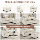 Dowiean Sectional Sleeper Sofa, 6 Seaters Modular Sleeper Sofa Couch, Comfy Sectionals Couches Bed, Convertible Sofas with Ottomans, Modular Sectional Couches for Living Room, Beige Dowiean