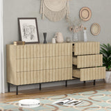 UEV 59" Long Fluted Dresser for Bedroom, Mid Century Wooden 9 Drawer Dresser, Accent Modern Chest of Drawers TV Stand for Bedroom, Hallway (Ivory White) UEV