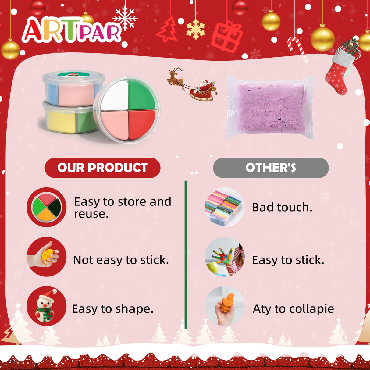 ARTPAR Air Dry Clay Kit for Kids,Christmas Carfts Supplies,12 Boxes Modeling Magic Clay Kit with Sculpting Tools Tutorials,Xmas Snowman Holiday Party Decor Gifts for Boys & Girls Age 3-12 Years ARTPAR