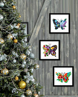 TINDTOP 3 Sets Embroidery Stitch Practice kit, Butterfly Flower Embroidery Kit for Beginners Include Cloth Hoops Threads for Craft Lover Hand Stitch with Embroidery Skill Techniques TINDTOP