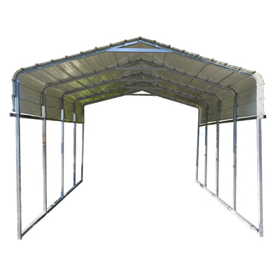 ALEKO Metal Carport | Steel Frame and Roof |12W x 30L x 10H ft. | Heavy-Duty Garage Shelter | All Weather Multi-use Storage Shed | Gray