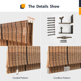 Blackout Cordless Bamboo Roman Shades with Lining - Custom Natural Window Blinds in Pattern 1 HousCa