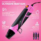 Heat Gun for Crafting, Mini Dual Temp Hot Air Gun Tool for Epoxy Resin, Shrink Wrapping, Vinyl Wrap, Embossing, Electronics, Candle Making, Sublimation, Phone Repair & DIY (Pink/Black) Chandler Tool