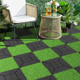 Plastic Interlocking Deck Tiles Waterproof 12x12'' Exstra Long Patio Flooring 44 sqft Outdoor Deck Tiles for All Weather Use - Balcony, Backyard, Indoor & Outdoor ZUGELAN