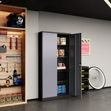 STANI Garage Storage Cabinet, Metal Storage Cabinet with 4 Adjustable Shelves, 71" Steel Lockable File Cabinet, Locking Steel Storage Cabinet for Office,Home,Garage,Gym,School STANI