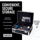 Vaultz Storage Lock Box - 6.5 x 23 x 13.5 Inch - Secure Dorm Storage Trunk with Combination Lock - Ideal Briefcase, Medicine Box, and Personal Item Lock Box - Store Cash, Laptop - Black/Silver Vaultz