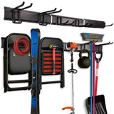 NINE FORTY Garage Tool Organizer Wall Mount - 49.5 Inches, 16" Stud Spacing, 440 LBS. Sturdy Rubber Coated Garden Tool Organizer and Storage Rack with Adjustable Hooks NINE FORTY