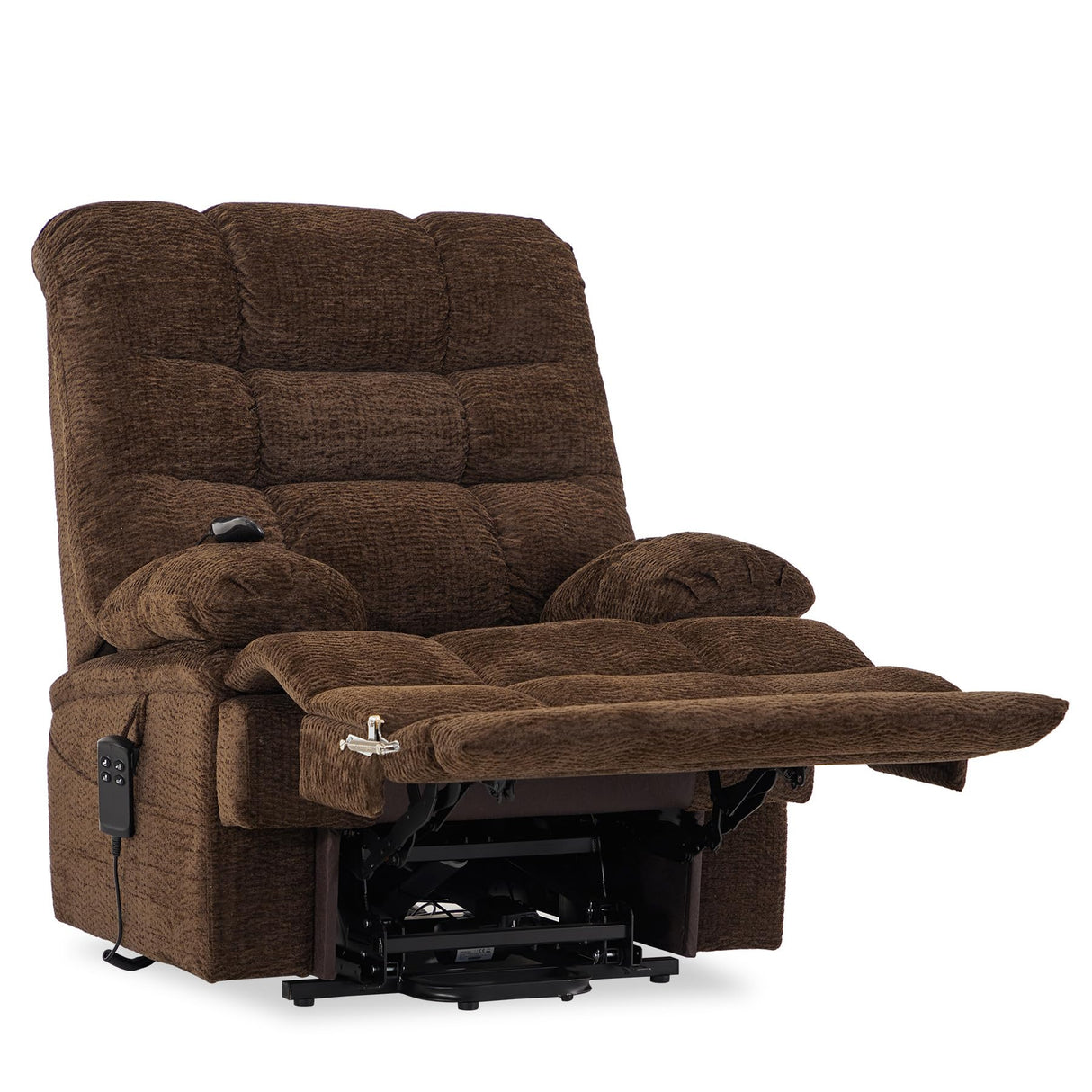 DYNOX 400 LBS Big & Tall Power Lift Recliner Chair for Elderly, Oversized Lay Flat Chair with Extended Footrest, Heat & Massage(9205L,Chenille,Brown) DYNOX