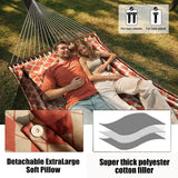 13FT Double Hammock With Spreader Bars - 600 lbs Capacity, Detachable Pillow, Heavy Duty Hanging Tree Design for Outside, Patio, Garden, Backyard, Beach, and Poolside OLALACOZY