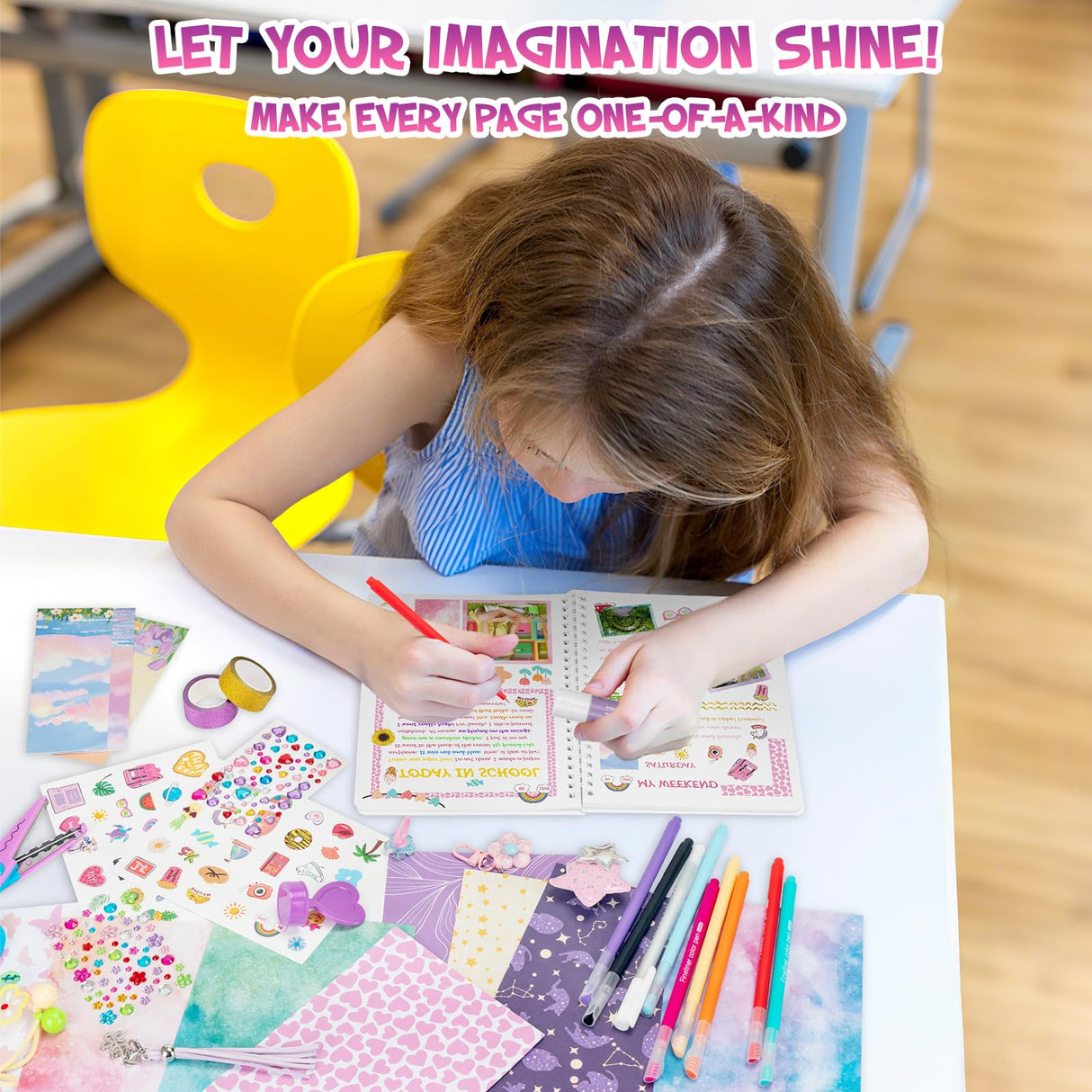 QIYVLOS 2 Pack DIY Journal Kit, Scrapbook Kit Toys for ages 8-13, Birthday Stationary Journaling Supplies Set Arts and Crafts Gifts for Teen Girls Ages 8 9 10 11 12 13 14 Year Old QIYVLOS