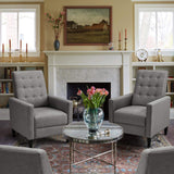 Yaheetech Fabric Recliner Chair Mid-Century Modern Recliner Adjustable Single Recliner Sofa with Thicker Seat Cushion Tufted Upholstered Sofa with Pocket Spring for Living Room Bedroom Gray Set of 2 Yaheetech