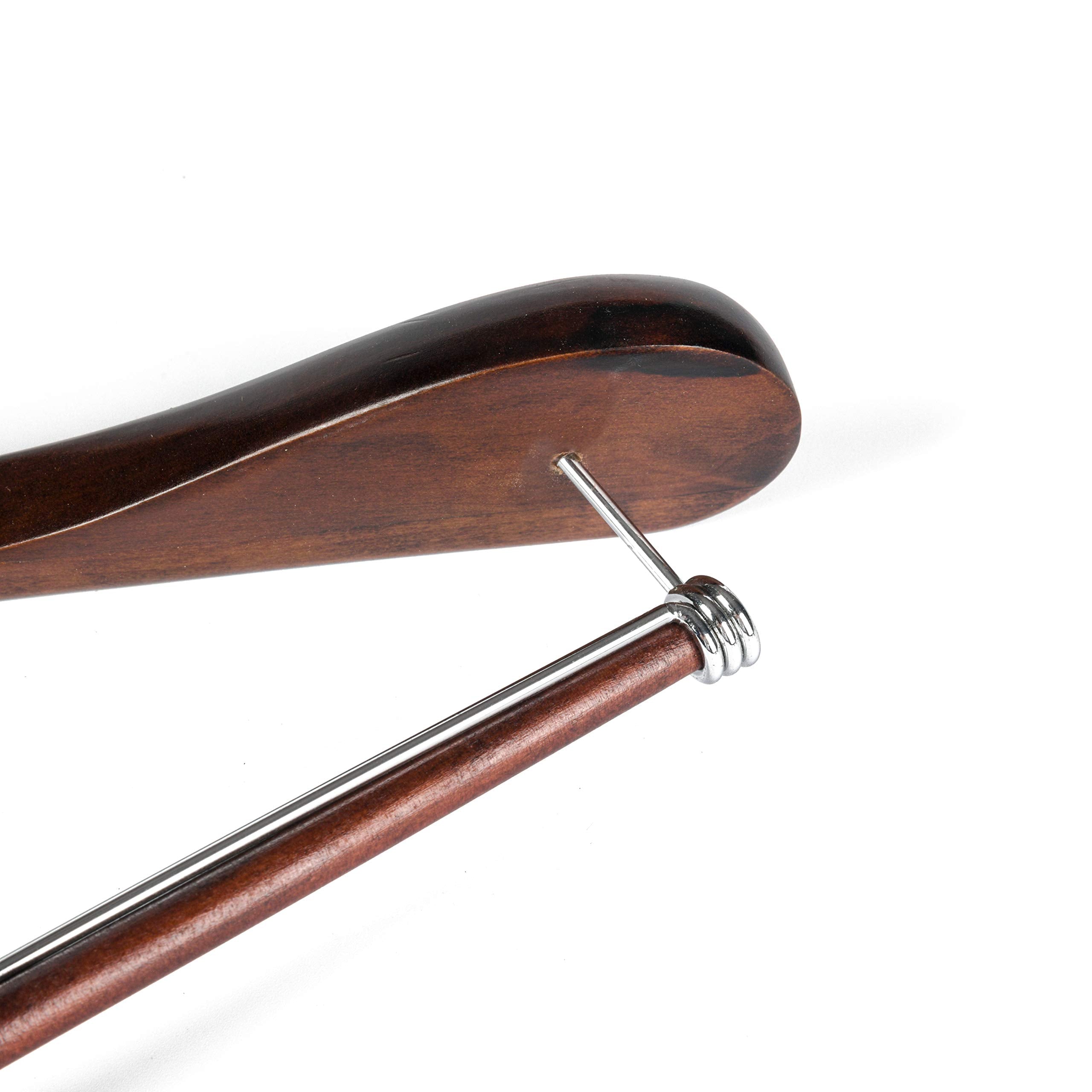 Luxury Wide Shoulder Wooden Hangers 6 Pack with Locking Bar - Thumbnail 5