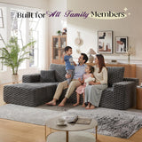 VanAcc 106’’ Oversized Modular Sectional Sofa, Deep Seat Cloud Couch with Corduroy Upholstery, L Shaped Boneless Sofas, Easy No-Assembly Lounge Couches for Living Room, Grey VanAcc