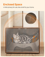 Feandrea Cat Tree with Litter Box Enclosure, 2-in-1 Modern Cat Tower, 55.1-Inch Cat Condo with Scratching Posts, Removable Pompom Sticks, Rustic Brown UPCT113X01 Feandrea