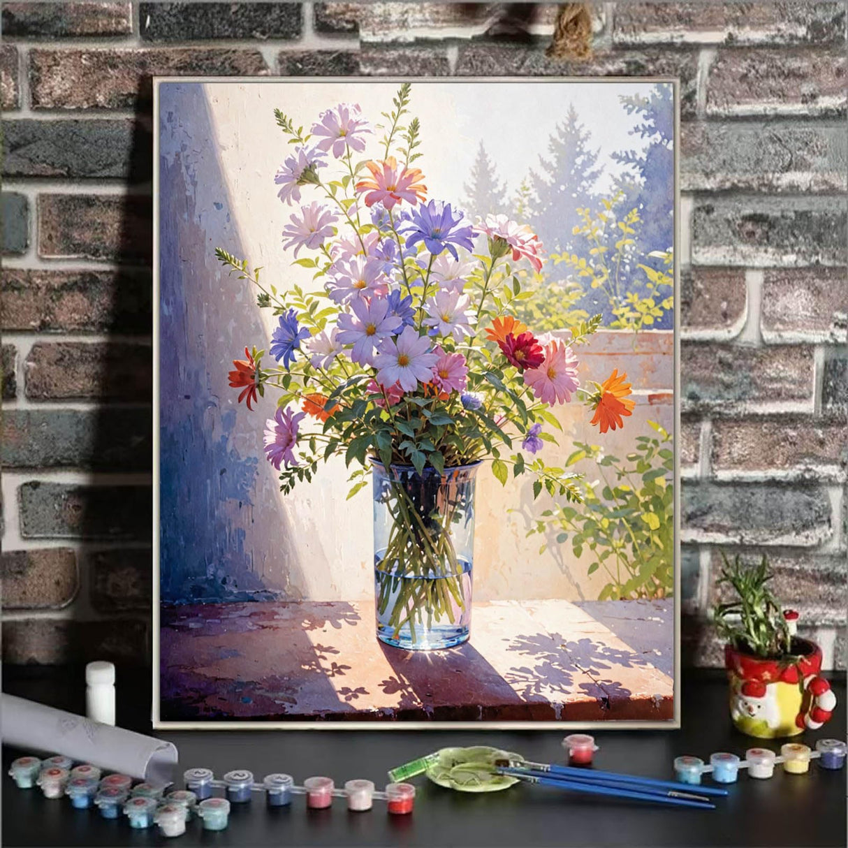 ldazao Colourful Flower Paint by Numbers Kit for Adults DIY Flowers Adult Kits for Beginner Acrylic On Canvas Adults' Paint-by-Number Kits Gift Home Wall Decor 16x20 Inch ldazao