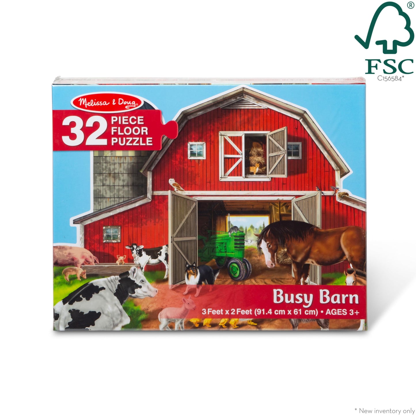 Melissa & Doug Busy Barn Shaped Jumbo Jigsaw Floor Puzzle (32 pcs, 2 x 3 feet) - FSC Certified