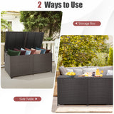 Tangkula 175 Gallon Outdoor Storage Box, Wicker Patio Deck Box with 2 Universal Wheels and Waterproof Zippered Liner, Outdoor Storage Container for Cushions, Toys and Garden Tools Tangkula