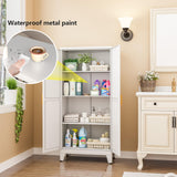 RISTERN White Metal Storage Cabinet, 48" Steel Cabinets for Home Office, Kitchen Pantry Storage Cabinet with Doors and 3 Adjustable Shelves, for Office, Home, Garage, School RISTERN