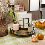 HGF Farmhouse 10" Lazy Susan Turntable Organizer for Table Top, Round Wooden Lazy Susan for Cabinet Kitchen Decor Centerpieces Coffee Table, Storage Condiments Spices, Bathroom Vanity Tray for Soap HGF