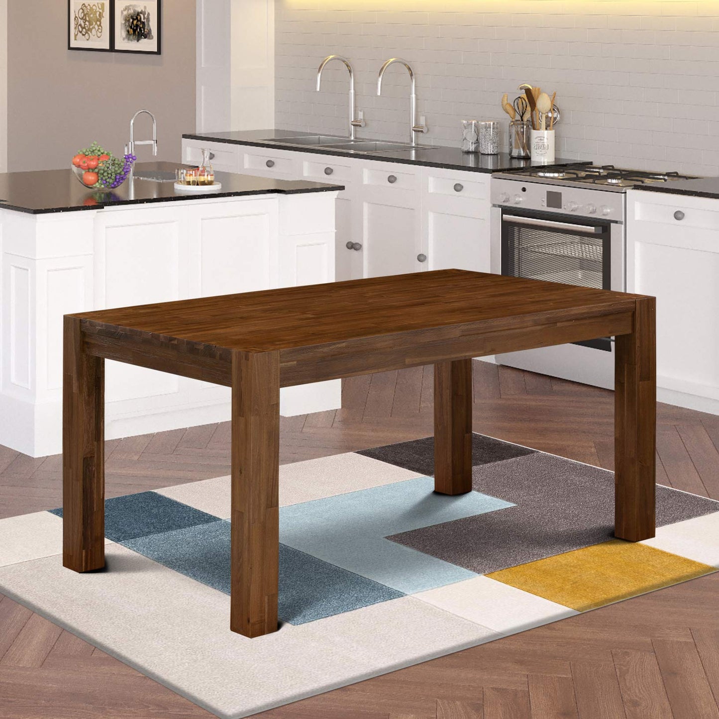 East West Furniture CN6-0N-T Celina Modern Kitchen Table - Rectangle Rustic Wood Dining Table , 36x60 Inch, Walnut - WoodArtSupply