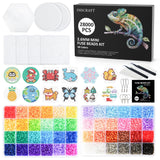INSCRAFT 28,000 Mini Fuse Beads, 2.6mm 48 Colors Melty Beads with 7 Pegboards 15 Ironing Sheets 2 Tweezers 2 Ironing Papers & 6 Chain Accessories INSCRAFT