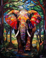 VNUIEHG Paint by Number for Adults Canvas Kit, Stained Glass Window Animal Elephant, Paint by Numbers Kits on Canvas, Art Craft Painting Kits Gifts for Home Decor, 40x50cm VNUIEHG